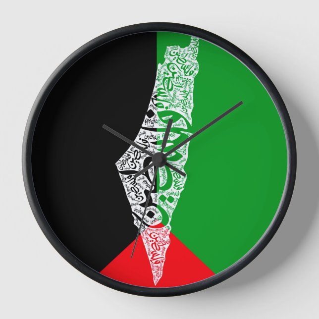 Reloj Mapa y bandera de Palestina libre ف ن س ط (Anverso)