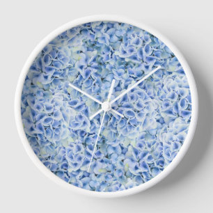 Reloj Maravillosas hortensias azules - patrón floral