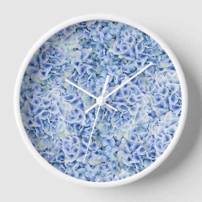 Reloj Maravillosas hortensias azules - patrón floral (Anverso)