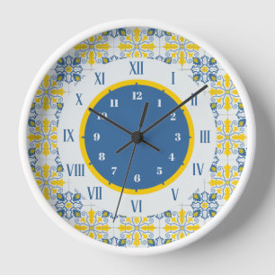 Reloj Marco de azulejos de bonito portugués para Navidad