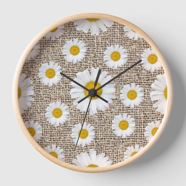 Reloj Margarita Rústica Arpillera - Floral de Casa de Ca (Anverso)