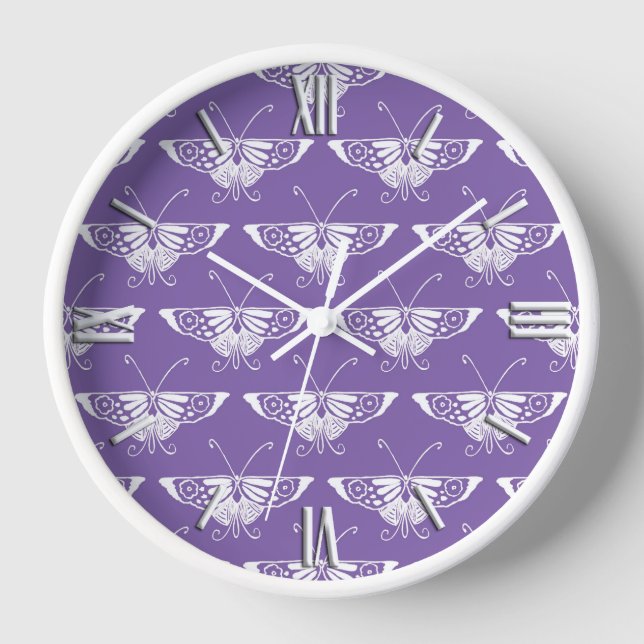 Reloj Mariposa Deco estilizada - Lílago polvoriento (Anverso)