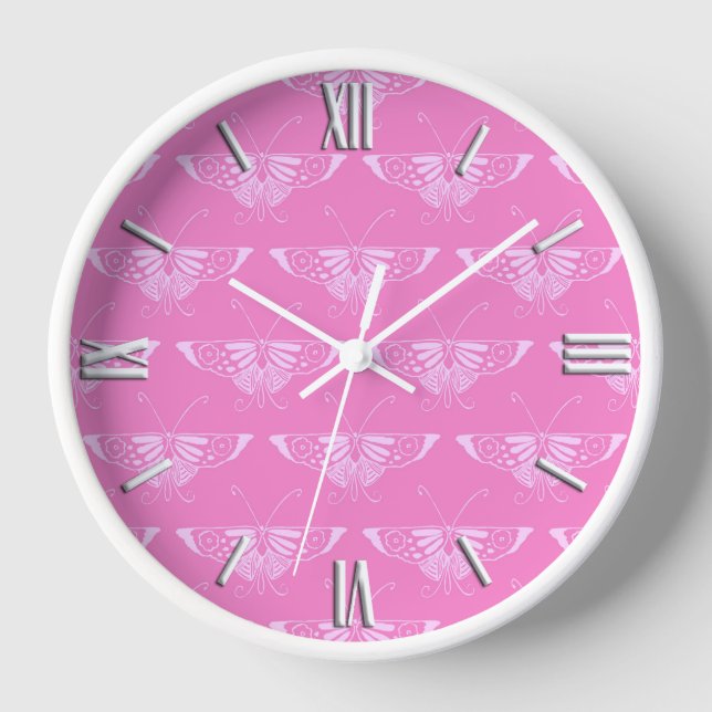 Reloj Mariposa Deco estilizada - rosa orquídea (Anverso)