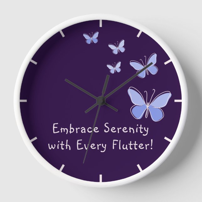 Reloj Mariposas caleidoscópicas azules moradas Motivacio (Anverso)