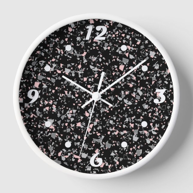 Reloj Mármol chips piedras formas piezas abstractas text (Anverso)