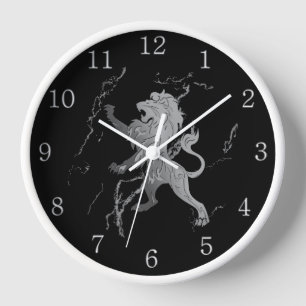 Reloj Mármol plateado León real números negros