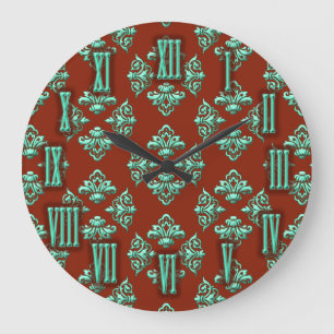 Reloj marrón y verde azulado del damasco