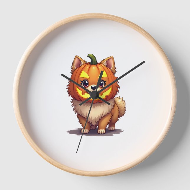 Reloj Máscara de calabaza Perro Pomeraniano (Anverso)