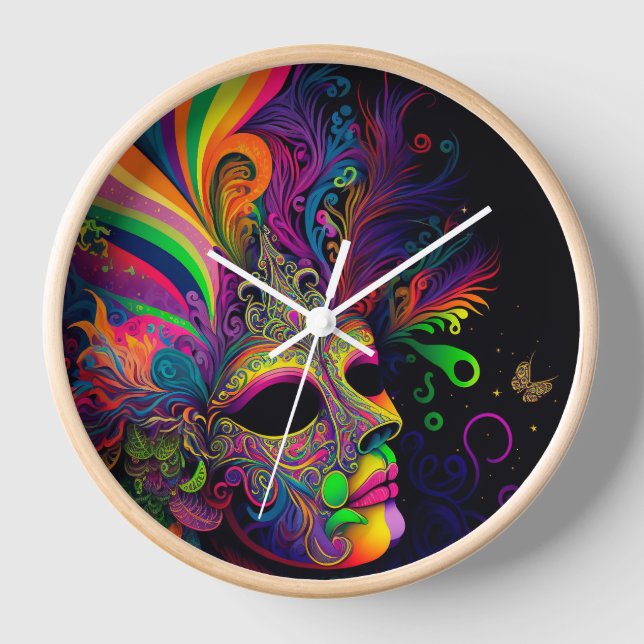 Reloj Máscara facial del Mardi Gras psicodélico (Anverso)
