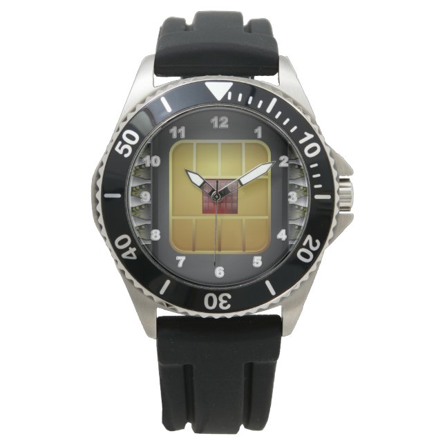 Reloj masculino de caucho negro de acero inoxidabl (Anverso)