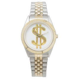 Reloj masculino del Rótulo del dólar dorado
