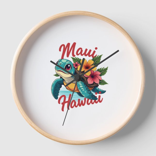 Reloj Maui Hawaii T Shirt Chica Women Niños Sea Turtle H (Anverso)