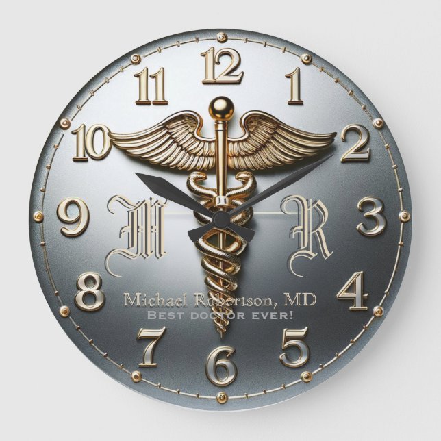 Reloj médico de Médica plateado monograma (Anverso)