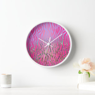 Reloj Medio Brillo Impresión Tigre Rosa