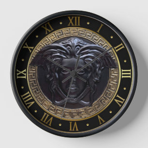 Reloj Medusa Negra Gorgona Llave Griega Numeral Romano