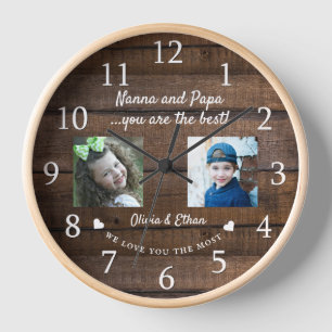 Reloj Mejor Nanna Y Papa Abuelos Collage de fotos Wood