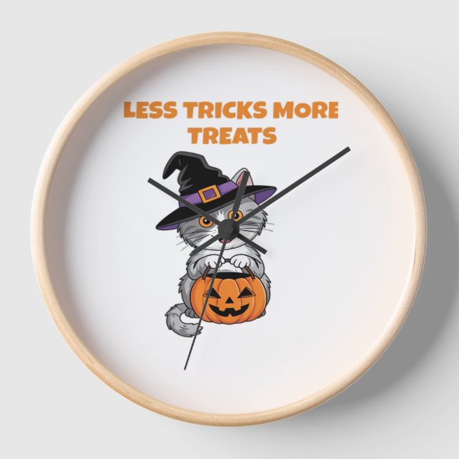 Reloj Menos trucos Más Tratamientos Regalos De Halloween (Anverso)