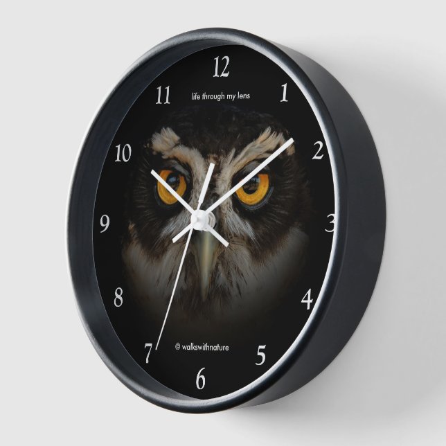 Reloj Mesmerizando los ojos dorados de una lechuza espec (Ángulo)