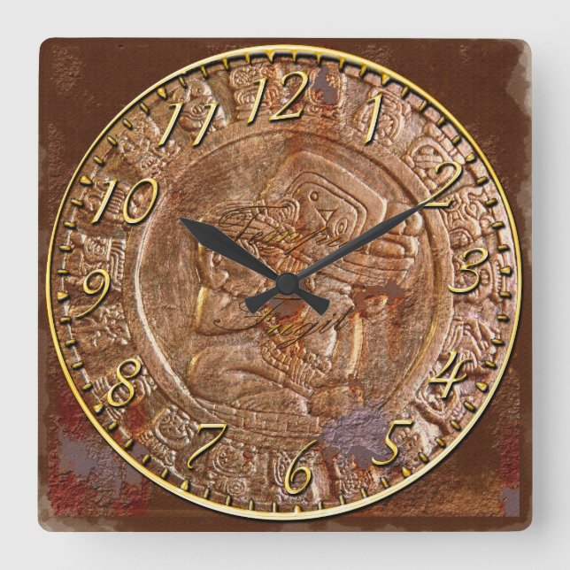 Reloj Metalizado azteca maya tallado de historia d (Anverso)