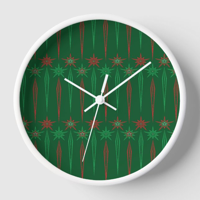 Reloj Mid Mod Icicles Green Wood Fraude Clock (Anverso)