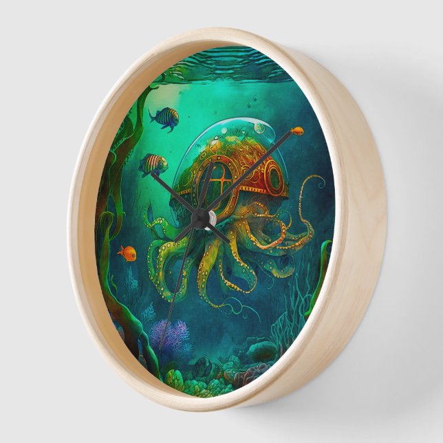 Reloj Miles Under the Sea Art Ilustracion Steampunk (Ángulo)