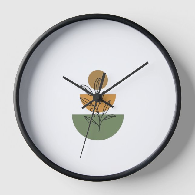 Reloj Minimalist Boho Botanical Line Art - Earthy Geomet (Anverso)