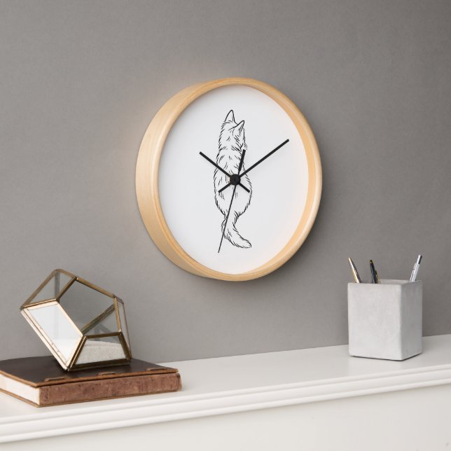 Reloj Minimalist Cat Back View Line Art Wall Clock (Oficina)