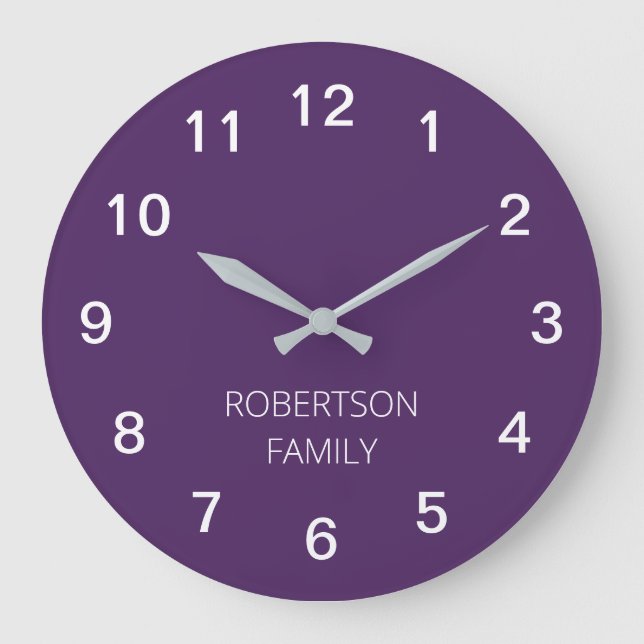 Reloj Minimalista personalizado de pared púrpura o (Anverso)
