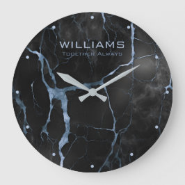 Reloj mínimo de mármol negro y azul personalizado