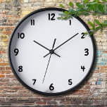 Reloj Mínimo negro en números grandes Blanco mínimo<br><div class="desc">Mínimo Negro Grandes Números Mínimo Reloj Blanco</div>