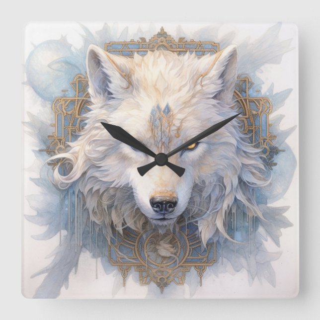 Reloj místico de pared del lobo (Anverso)