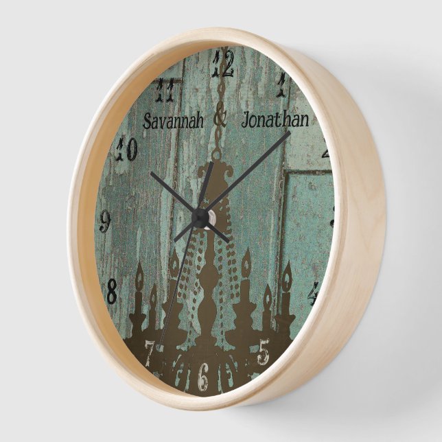 Reloj Moda del País Viejo Rústico Aqua Leña de Madera (Ángulo)