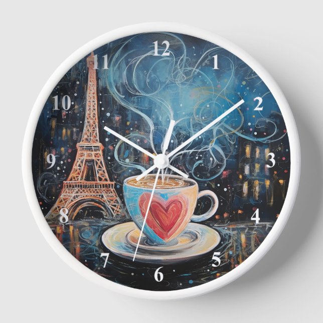 Reloj Moda Eiffel Tower Heart Cafe Chalk París (Anverso)