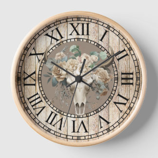 Reloj Moda occidental de eucalipto rosa blanca del cráne