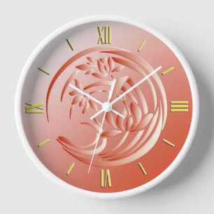 Reloj Modelo del lirio del art déco - naranja coralino