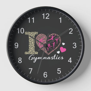 Reloj Moderna y moderna Cute I Love Gymnastics Leopard
