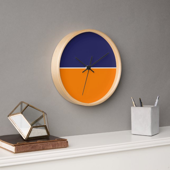 Reloj Moderno azul y Naranja a rayas Clásico (Oficina)