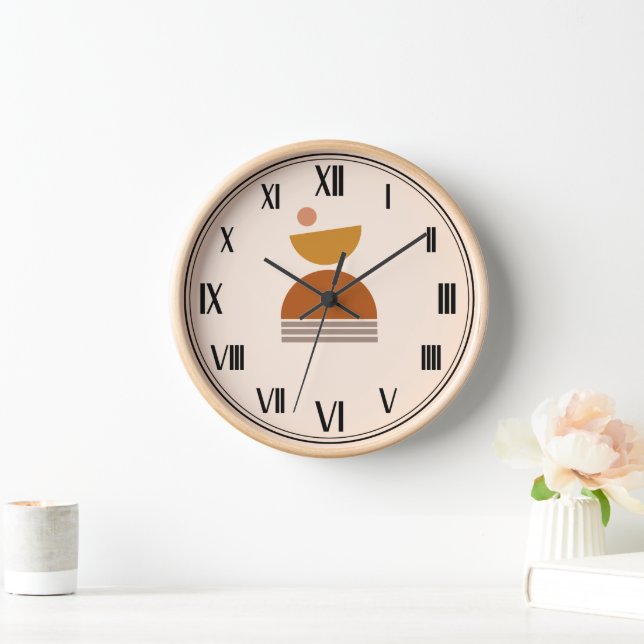 Reloj Moderno color pastel elegante abstracto rosa y mar (Hogar)