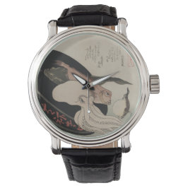Reloj moderno con imagen de arte japonés vintage