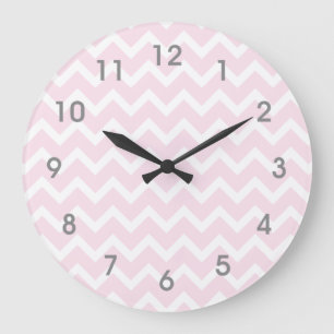 Reloj moderno de chevron rosa y blanco - números g