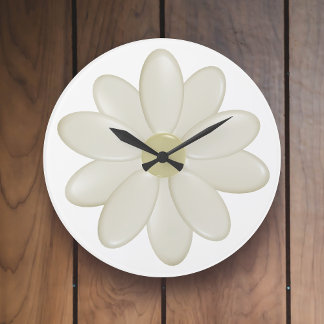 Reloj moderno de cocina de flores de marfil