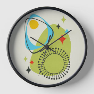 Reloj Moderno de mediados de siglo Edad Atómica 14 Verde