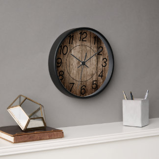 Reloj moderno de pared de madera rústica