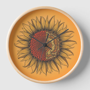 Reloj moderno de pared redonda de madera natural d