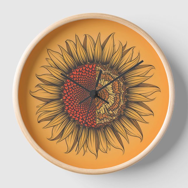 Reloj moderno de pared redonda de madera natural d (Anverso)