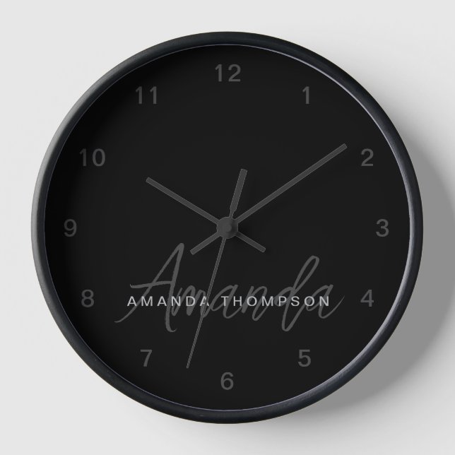 Reloj Moderno Elegante Personalizado Con Monograma Nombr (Anverso)