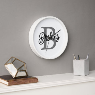 Reloj Moderno y elegante nombre de monograma guión gris