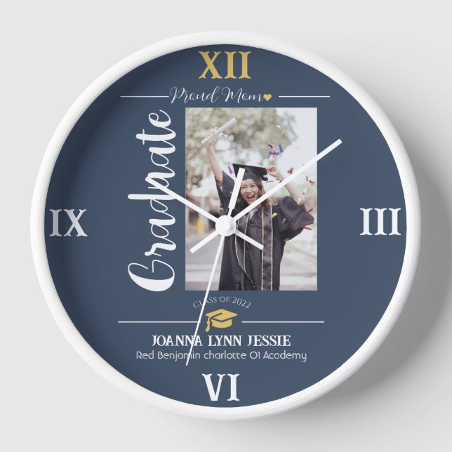 Reloj Moderno y elegante tapete de oro de graduación gra (Anverso)