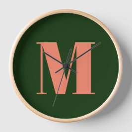 Reloj Monogram Green Letter Simple Modern