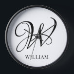Reloj Monograma blanco elegante personalizado inicial<br><div class="desc">Monograma inicial simple y elegante personalizado en tipografía moderna. Un regalo de personalizado perfecto con un toque personal</div>